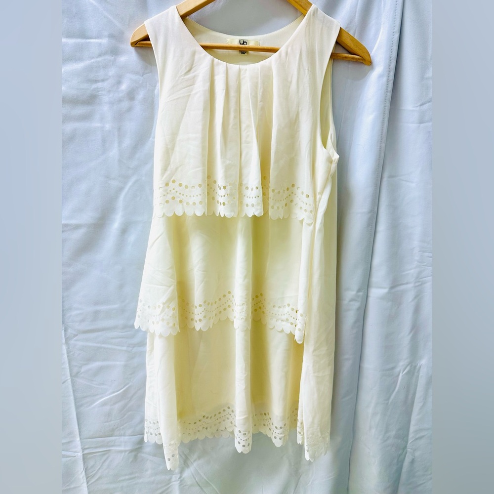 L Silk Tier Dress Cream